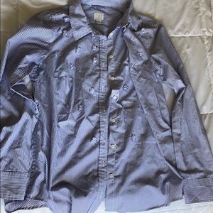 Size Lg Button down with floral details